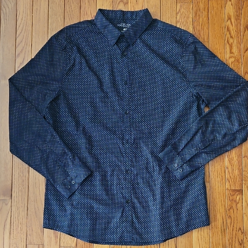 H&M Dark Blue Patterned Casual Shirt